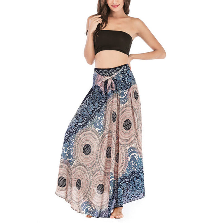 Vestido con falda de encaje y estampado de rosa de los vientos estilo bohemio de Buddha Stones Two Style Wear - image 29