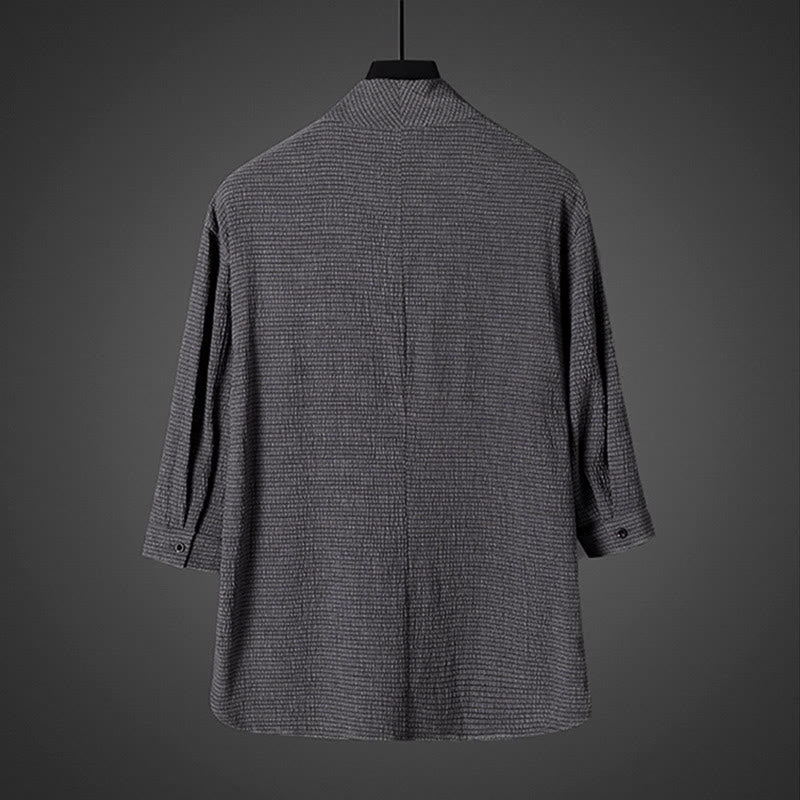 Camisa informal de manga tres cuartos con cuello en V y estampado de Buddha Stones para hombre - image 3