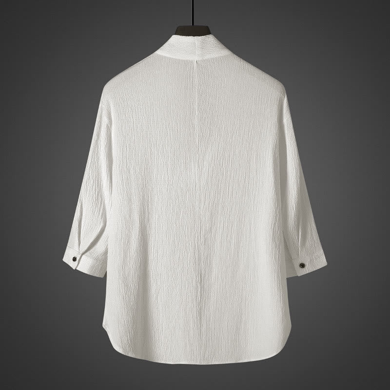 Camisa informal de manga tres cuartos con cuello en V y estampado de Buddha Stones para hombre - image 1
