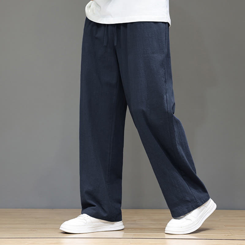 Pantalones rectos de verano para hombre con bolsillos y Buddha Stones . - Azul acero - US/UK/AU46, EU56 (5XL) - image 0
