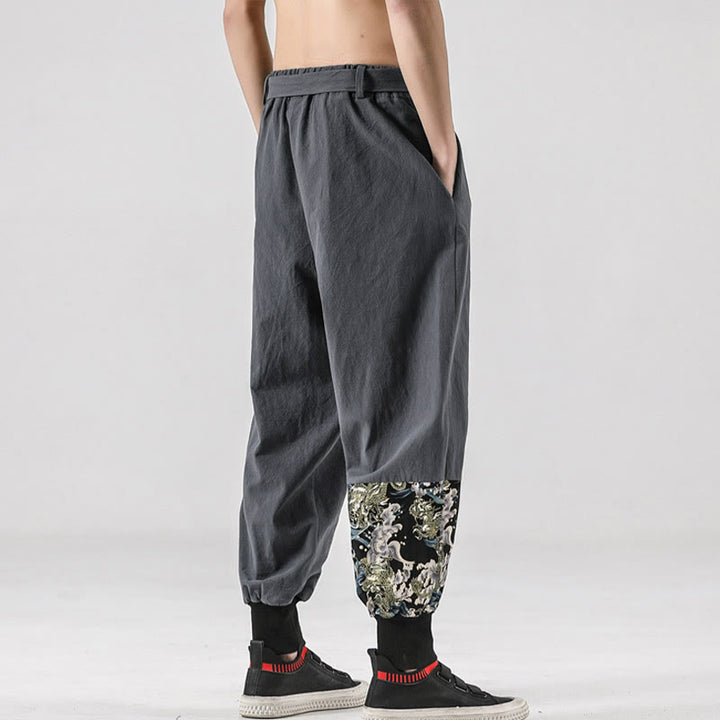 Pantalones harem para hombre con cordones y bolsillos, estampado de Buddha Stones y olas del océano. - image 24