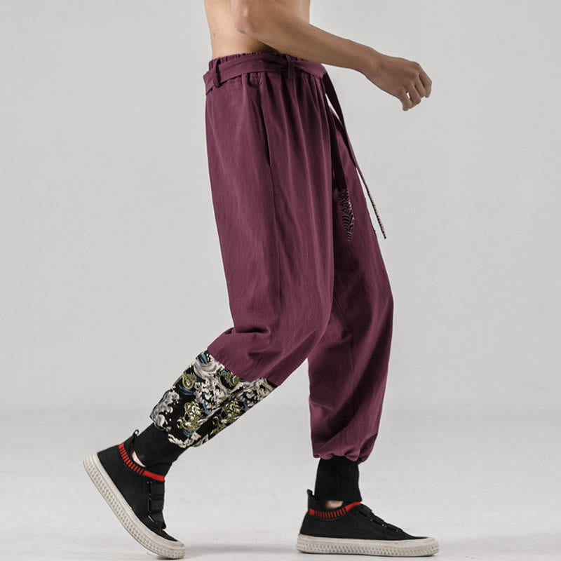 Pantalones harem para hombre con cordones y bolsillos, estampado de Buddha Stones y olas del océano. - image 19