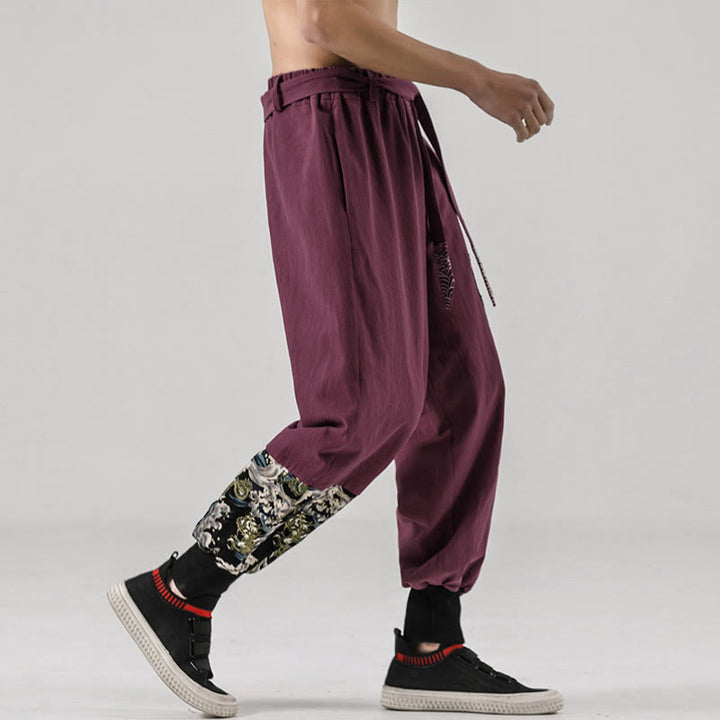 Pantalones harem para hombre con cordones y bolsillos, estampado de Buddha Stones y olas del océano. - image 19