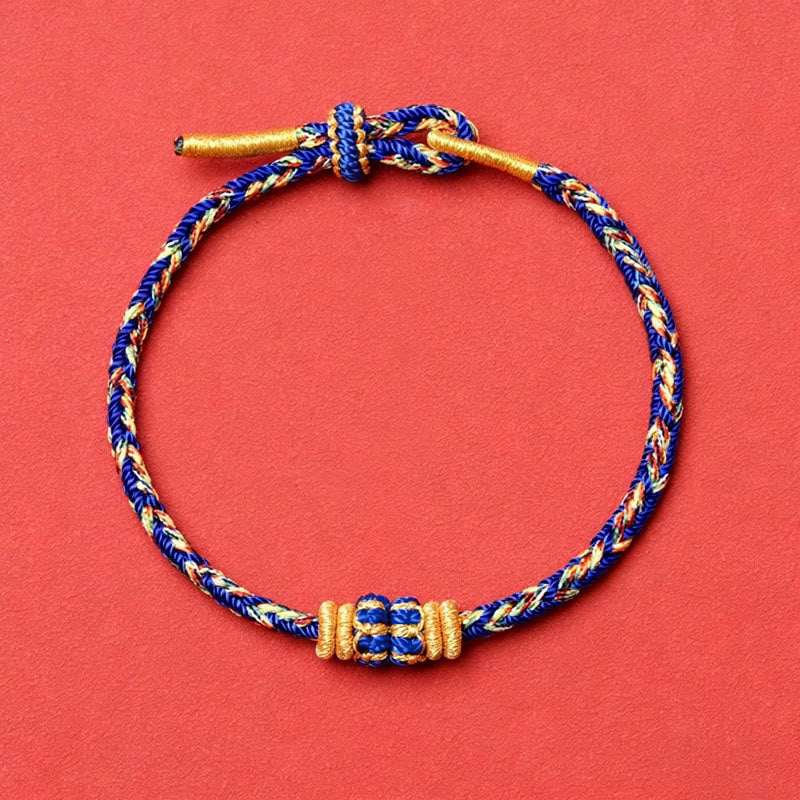 Buddha Stones Pulsera de hilo tejida a mano con diseño de pez koi para la buena suerte - Azul sin accesorios - image 17