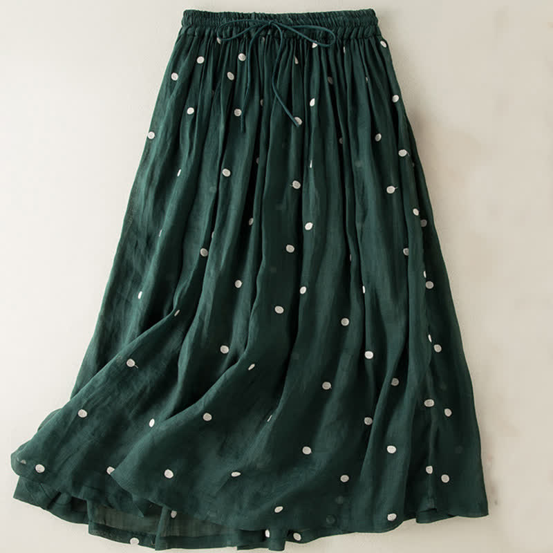 Falda plisada para mujer con estampado artístico de puntos vintage de Buddha Stones - Verde oscuro - US8-10，UK/AU12-14，EU40-42 (2XL) - image 8