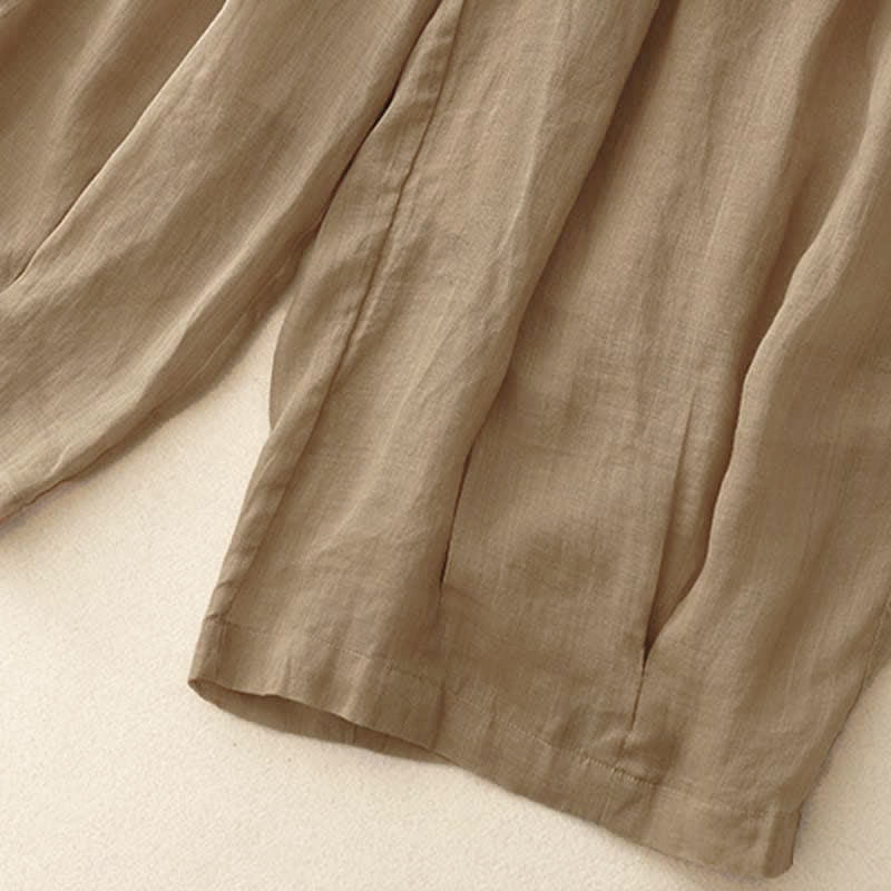 Pantalones casuales sueltos de doble capa Buddha Stones , de largo 7-8, para mujer, con bolsillos - image 3
