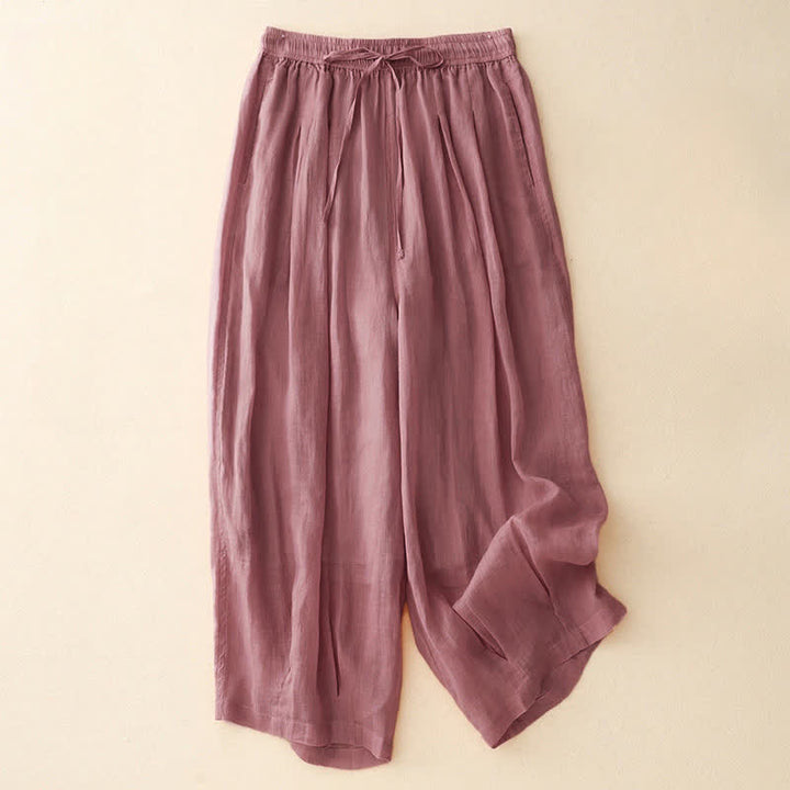 Pantalones casuales sueltos de doble capa Buddha Stones , de largo 7-8, para mujer, con bolsillos - rosa claro - US14，UK/AU18，EU46 (2XL) - image 16