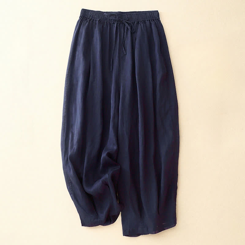 Pantalones casuales sueltos de doble capa Buddha Stones , de largo 7-8, para mujer, con bolsillos - Azul medianoche - US14，UK/AU18，EU46 (2XL) - image 6