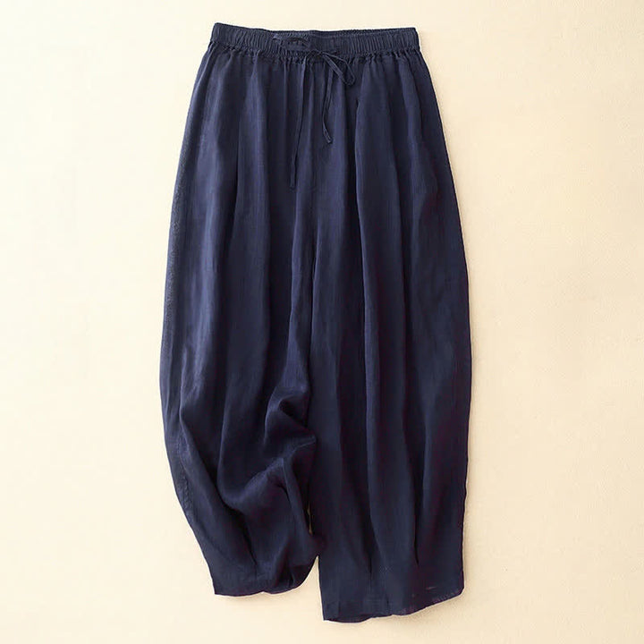 Pantalones casuales sueltos de doble capa Buddha Stones , de largo 7-8, para mujer, con bolsillos - Azul medianoche - US14，UK/AU18，EU46 (2XL) - image 6