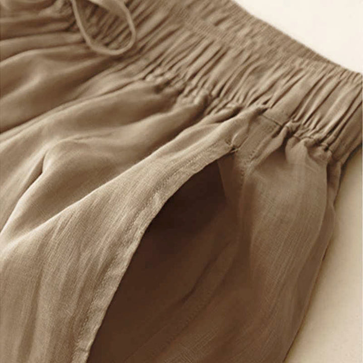 Pantalones casuales sueltos de doble capa Buddha Stones , de largo 7-8, para mujer, con bolsillos - image 2