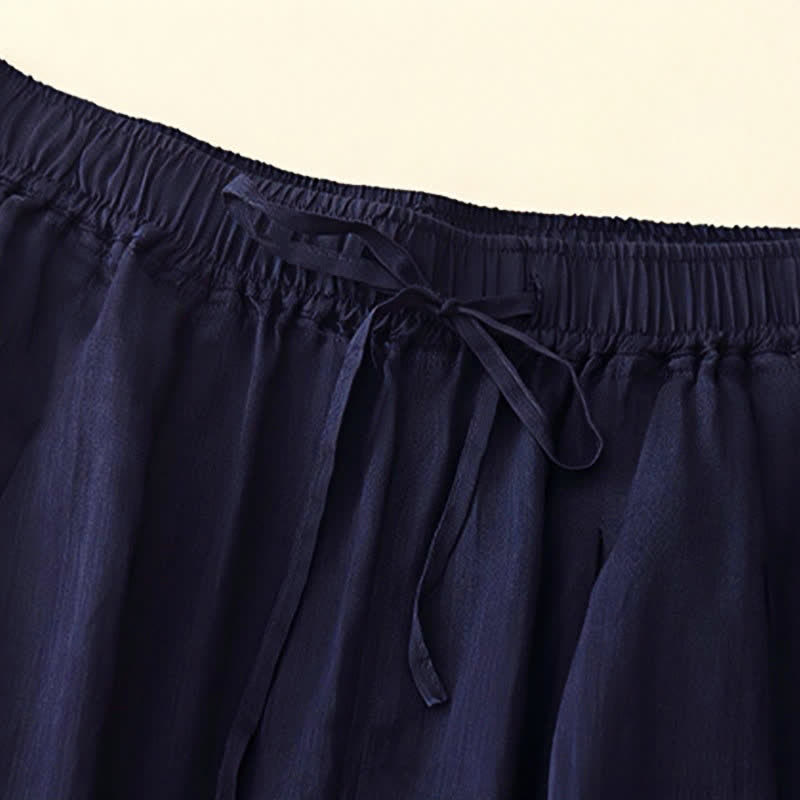 Pantalones casuales sueltos de doble capa Buddha Stones , de largo 7-8, para mujer, con bolsillos - image 7