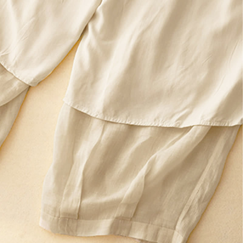 Pantalones casuales sueltos de doble capa Buddha Stones , de largo 7-8, para mujer, con bolsillos - image 23