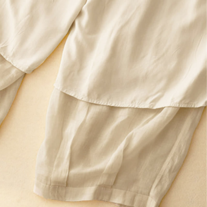 Pantalones casuales sueltos de doble capa Buddha Stones , de largo 7-8, para mujer, con bolsillos - image 23