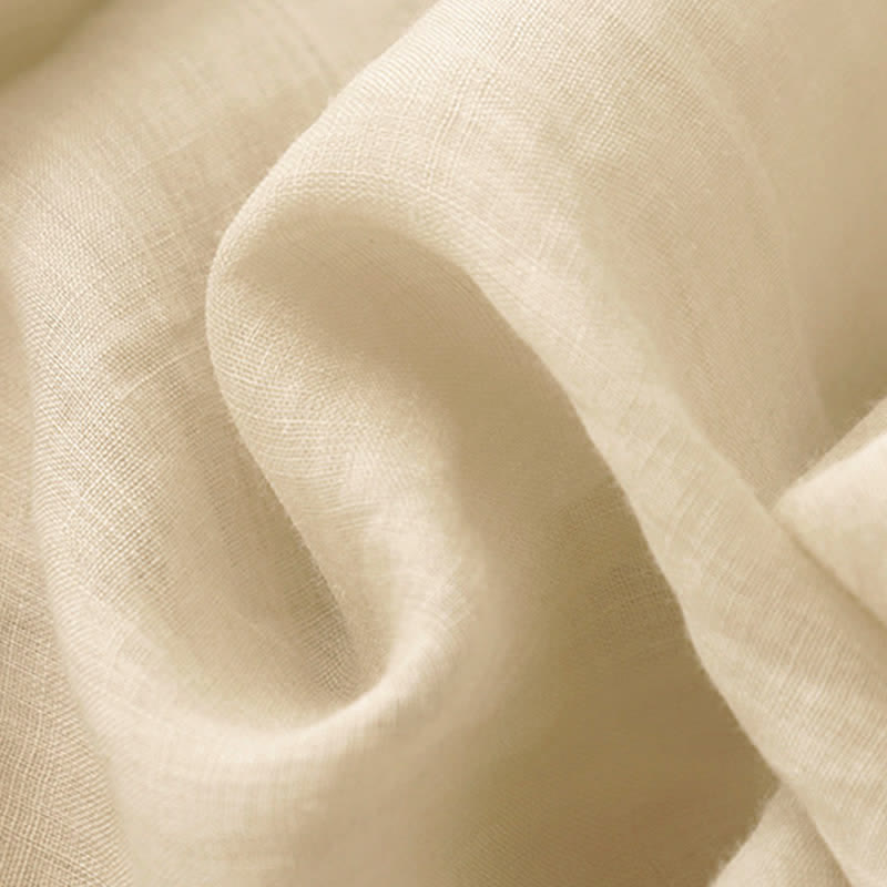 Pantalones anchos de lino y algodón para mujer con cintura elástica y bordado geométrico de Buddha Stones y bolsillos. - image 19