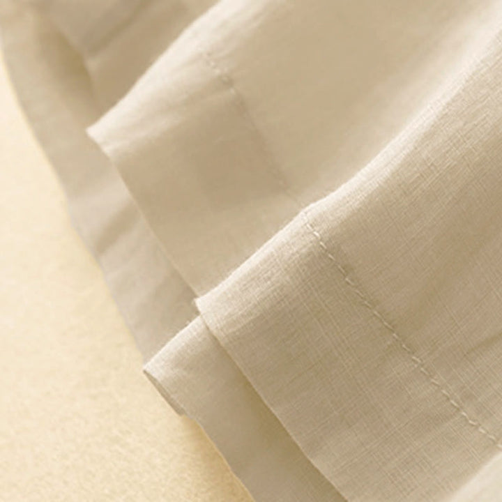 Pantalones anchos de lino y algodón para mujer con cintura elástica y bordado geométrico de Buddha Stones y bolsillos. - image 16