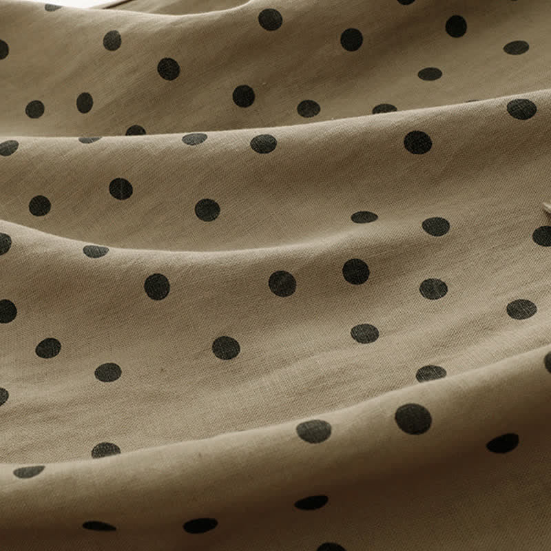 Vestido de mujer de verano con estampado de lunares, escote en V, cordones y largo hasta la rodilla con bolsillos, de Buddha Stones. - image 7