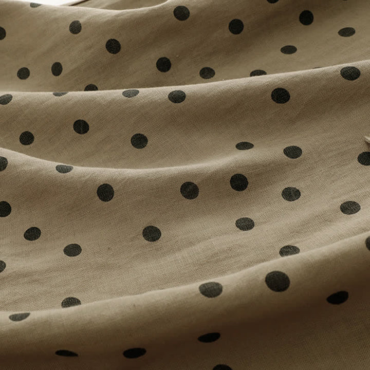Vestido de mujer de verano con estampado de lunares, escote en V, cordones y largo hasta la rodilla con bolsillos, de Buddha Stones. - image 7