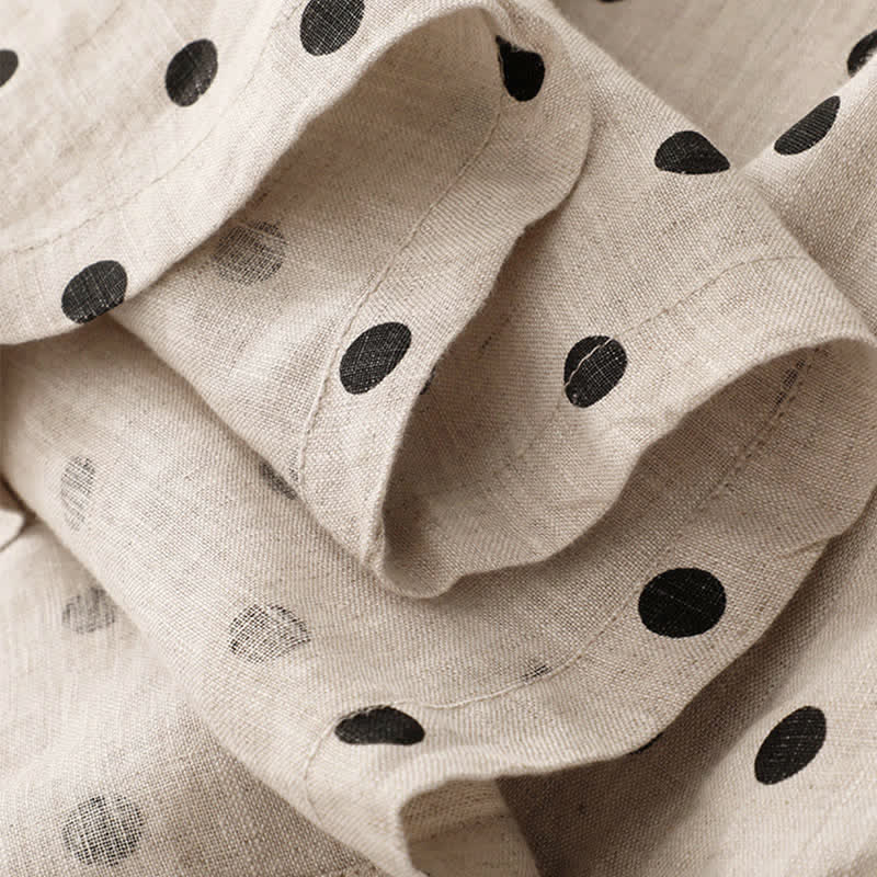 Vestido de mujer de verano con estampado de lunares, escote en V, cordones y largo hasta la rodilla con bolsillos, de Buddha Stones. - image 19