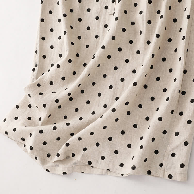 Vestido de mujer de verano con estampado de lunares, escote en V, cordones y largo hasta la rodilla con bolsillos, de Buddha Stones. - image 17