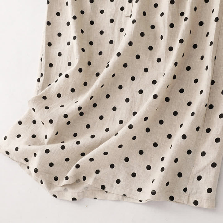 Vestido de mujer de verano con estampado de lunares, escote en V, cordones y largo hasta la rodilla con bolsillos, de Buddha Stones. - image 17