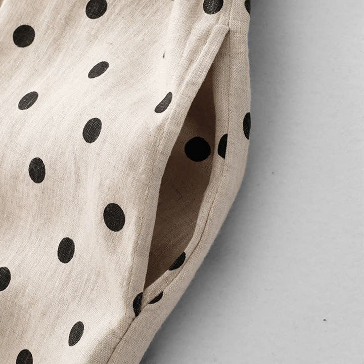 Vestido de mujer de verano con estampado de lunares, escote en V, cordones y largo hasta la rodilla con bolsillos, de Buddha Stones. - image 14