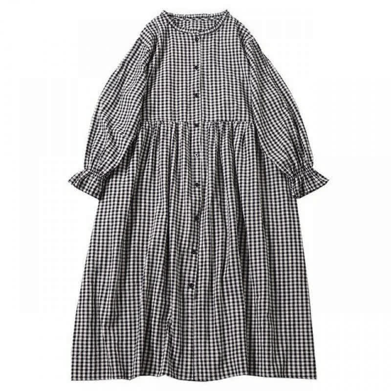 Vestido midi de manga larga con volantes, botones sencillos y bolsillos de Buddha Stones - image 19