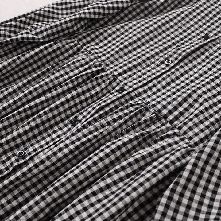 Vestido midi de manga larga con volantes, botones sencillos y bolsillos de Buddha Stones - image 15
