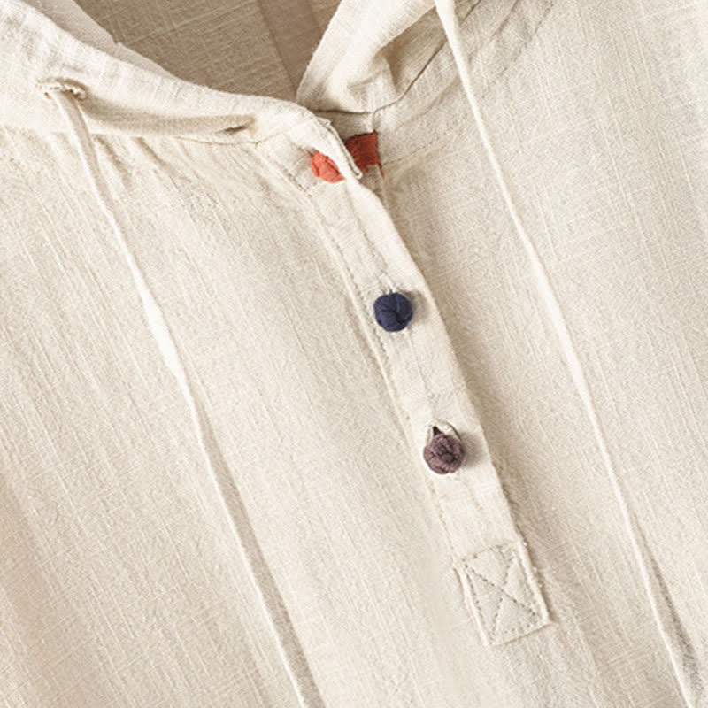 Sudadera con capucha de algodón de manga larga con botones lisos y bolsillos para mujer de Buddha Stones - image 3