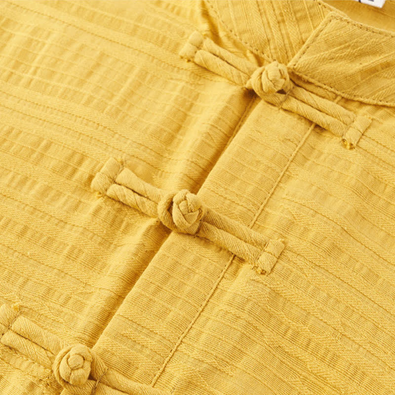 Buddha Stones Camisas de manga larga para hombre, estilo Tang vintage, con cuello mandarín y botones de rana, para otoño/invierno. - image 7