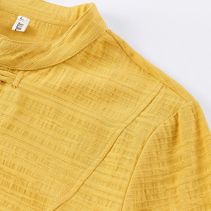 Buddha Stones Camisas de manga larga para hombre, estilo Tang vintage, con cuello mandarín y botones de rana, para otoño/invierno. - image 8