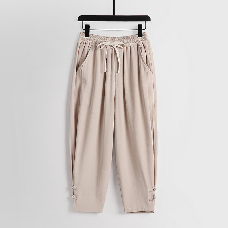Buddha Stones Conjunto de 2 piezas de ropa de meditación estilo Tang de verano con botones de rana, camisa sin mangas de lino con cuello en V y pantalones, ropa de meditación para hombre con bolsillos. - image 20
