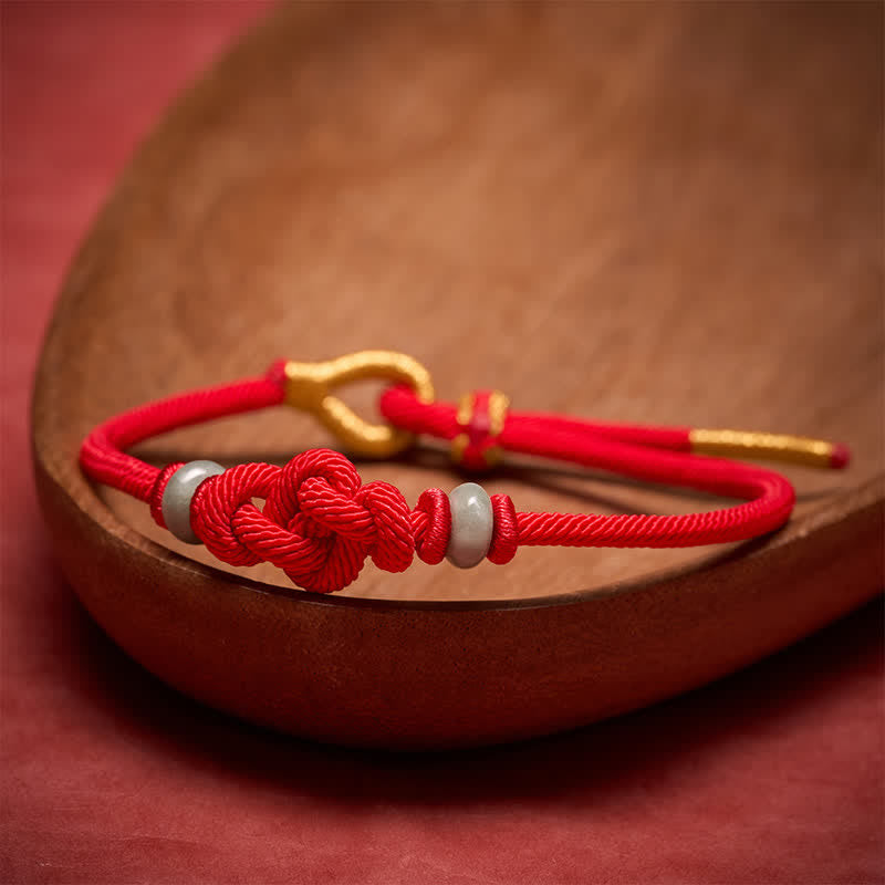 Buddha Stones Pulsera de protección con nudo Ruyi de hilo rojo - image 1