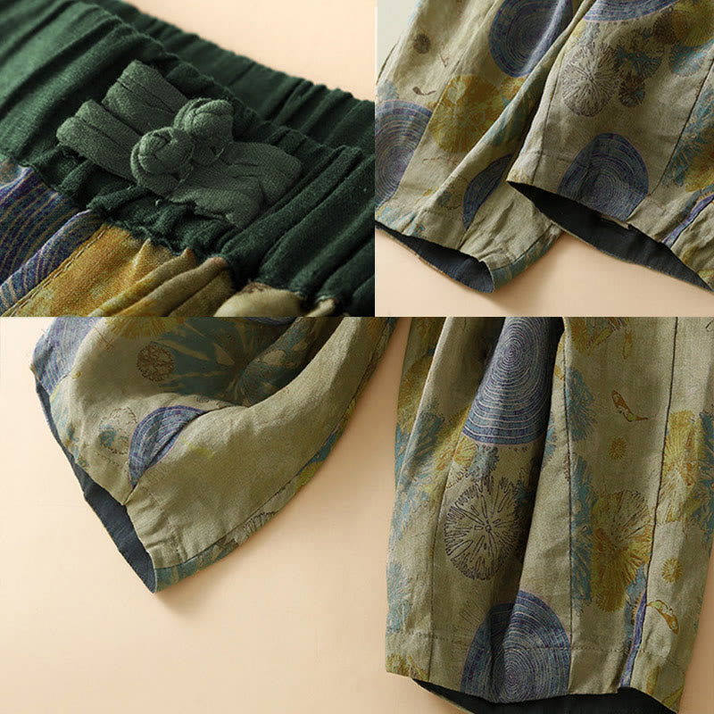 Pantalones harem para mujer con diseño retro informal de Buddha Stones y botones de rana chinos, con bolsillos. - image 7