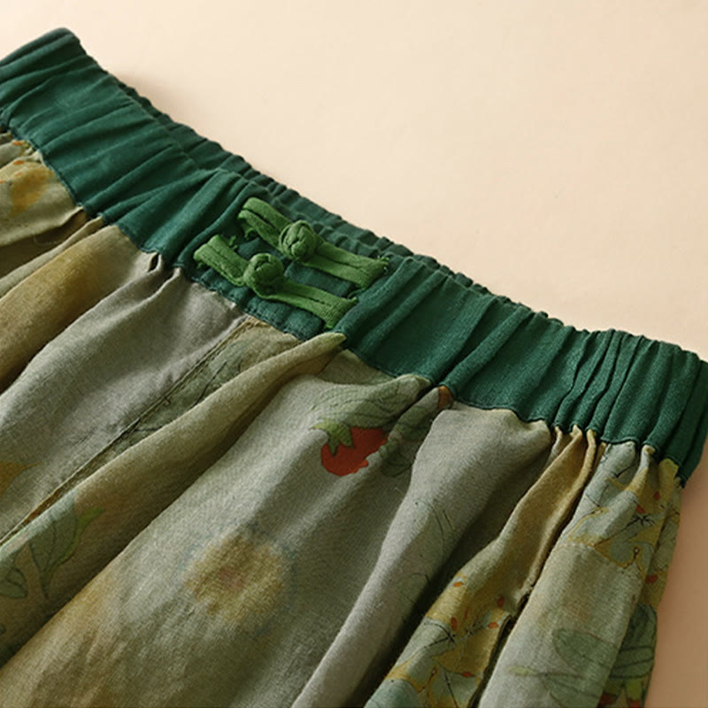 Pantalones harem para mujer con diseño retro informal de Buddha Stones y botones de rana chinos, con bolsillos. - image 1