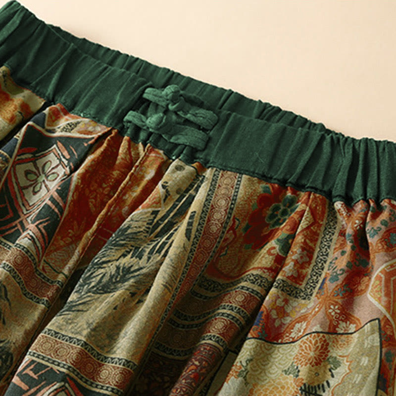 Pantalones harem para mujer con diseño retro informal de Buddha Stones y botones de rana chinos, con bolsillos. - image 15