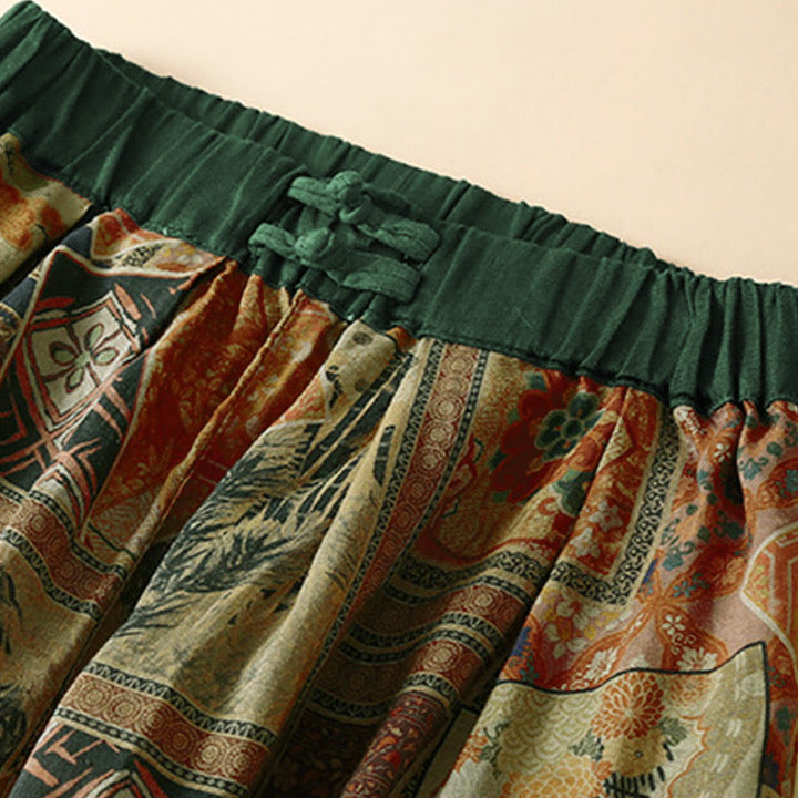 Pantalones harem para mujer con diseño retro informal de Buddha Stones y botones de rana chinos, con bolsillos. - image 15