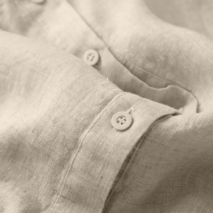 Buddha Stones Camiseta sin mangas vintage informal de verano con estampado geométrico, bajo hueco, botones en la espalda y bolsillo de parche. - image 33