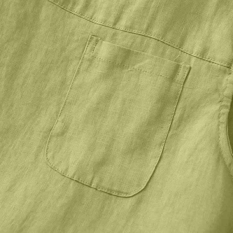 Buddha Stones Camiseta sin mangas vintage informal de verano con estampado geométrico, bajo hueco, botones en la espalda y bolsillo de parche. - image 19
