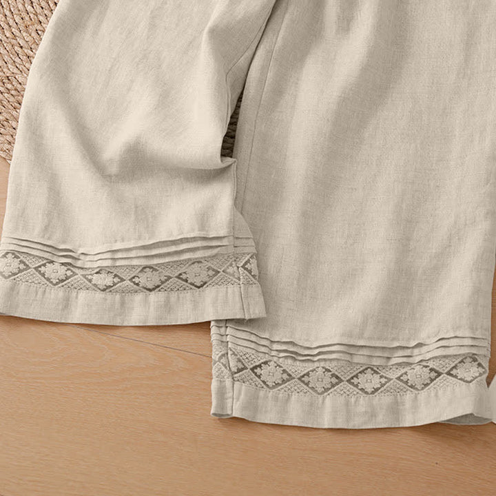 Buddha Stones Pantalones de mujer informales de verano, minimalistas, geométricos, con bajo calado y tobillo ancho. - image 36