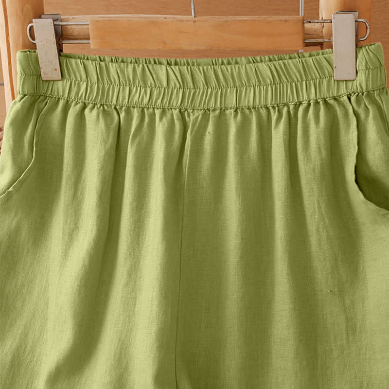 Buddha Stones Pantalones de mujer informales de verano, minimalistas, geométricos, con bajo calado y tobillo ancho. - image 1