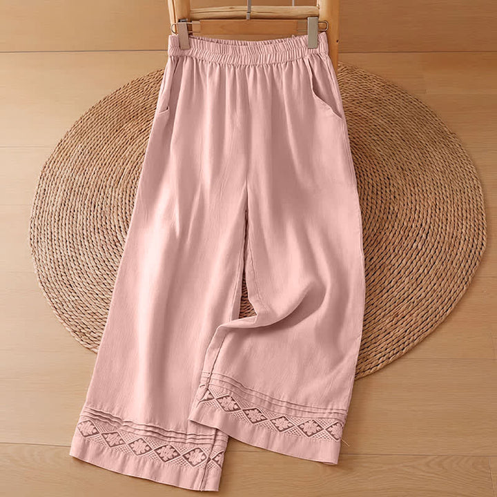 Buddha Stones Camiseta sin mangas vintage informal de verano con estampado geométrico, bajo hueco, botones en la espalda y bolsillo de parche. - Pantalones rosa claro - US8-10, UK/AU12-14, EU40-42 (2XL) - image 7