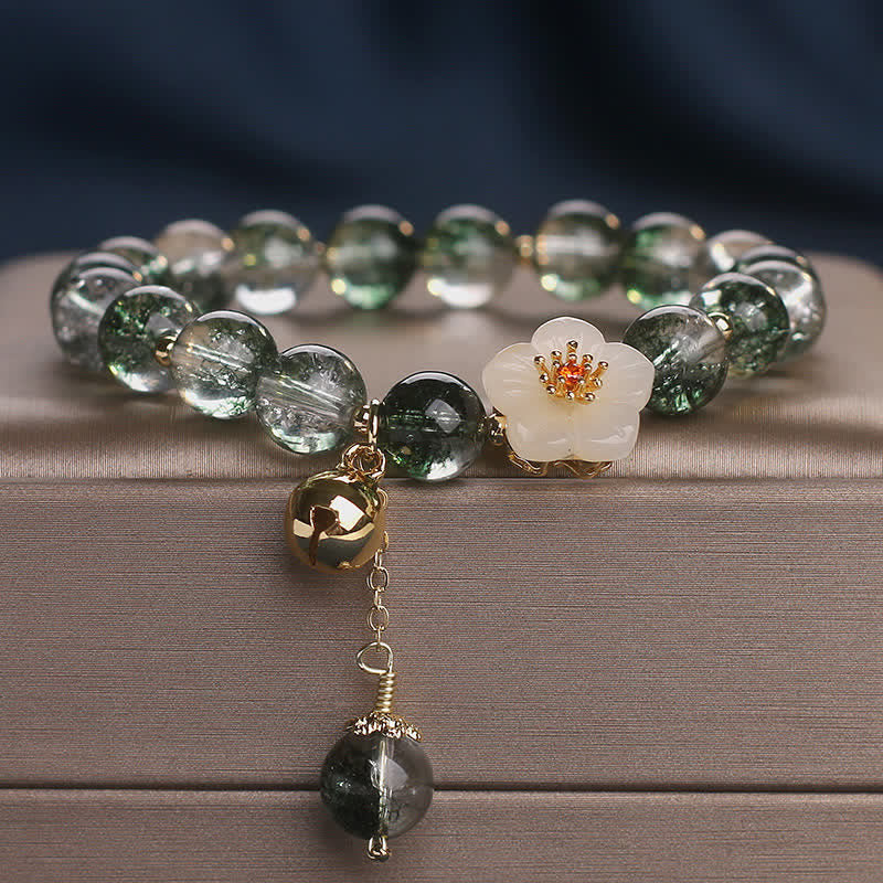 Buddha Stones Pulsera con dije de flor de jade blanco fantasma verde para atraer la riqueza - image 7
