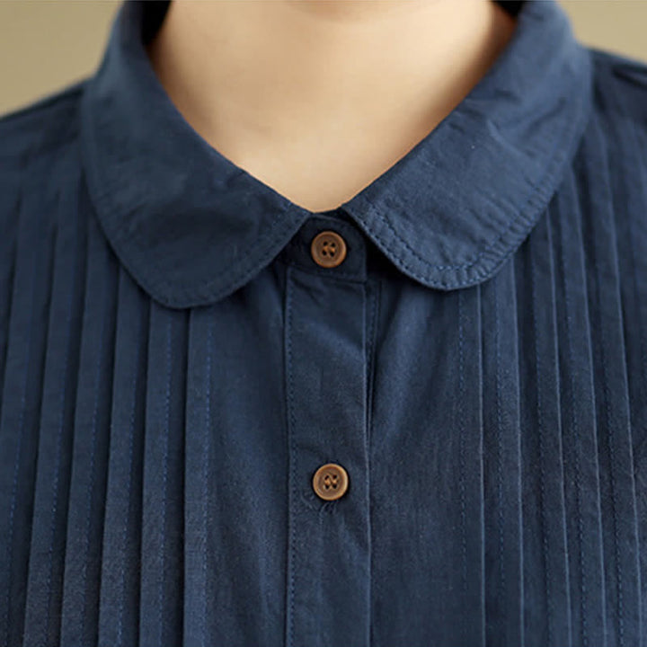 Buddha Stones Camisas de manga larga lisas con botones, estilo vintage informal de verano para mujer. - image 9
