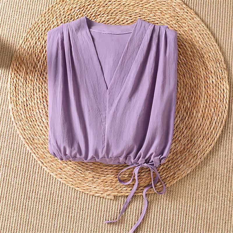 Buddha Stones Vestido de verano informal elegante con cordón ajustable y estampado floral, manga corta y bolsillo. - image 2