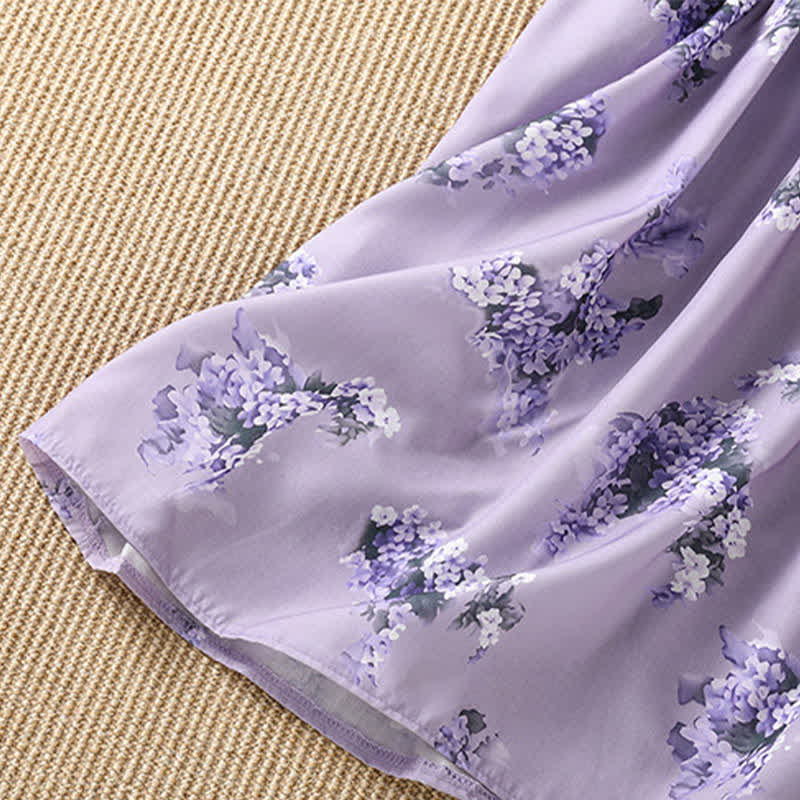 Buddha Stones Vestido de verano informal elegante con cordón ajustable y estampado floral, manga corta y bolsillo. - image 10