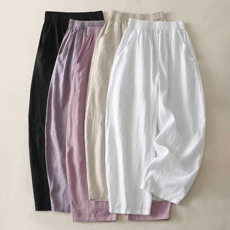 Pantalones de mujer de pierna ancha con bolsillos, color liso y cintura elástica, con estampado de Buddha Stones, ideales para el verano. - image 26