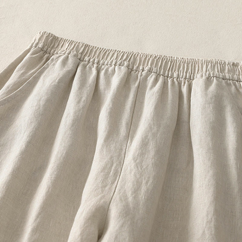 Pantalones de mujer de pierna ancha con bolsillos, color liso y cintura elástica, con estampado de Buddha Stones, ideales para el verano. - image 2