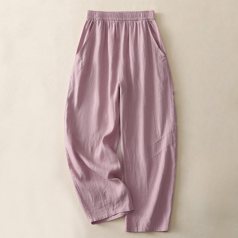 Pantalones de mujer de pierna ancha con bolsillos, color liso y cintura elástica, con estampado de Buddha Stones, ideales para el verano. - Violeta - US8-10，UK/AU12-14，EU40-42 (2XL) - image 8