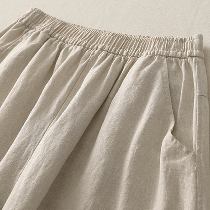 Pantalones de mujer de pierna ancha con bolsillos, color liso y cintura elástica, con estampado de Buddha Stones, ideales para el verano. - image 1