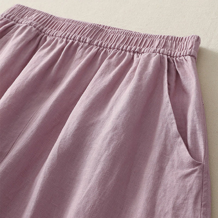 Pantalones de mujer de pierna ancha con bolsillos, color liso y cintura elástica, con estampado de Buddha Stones, ideales para el verano. - image 9